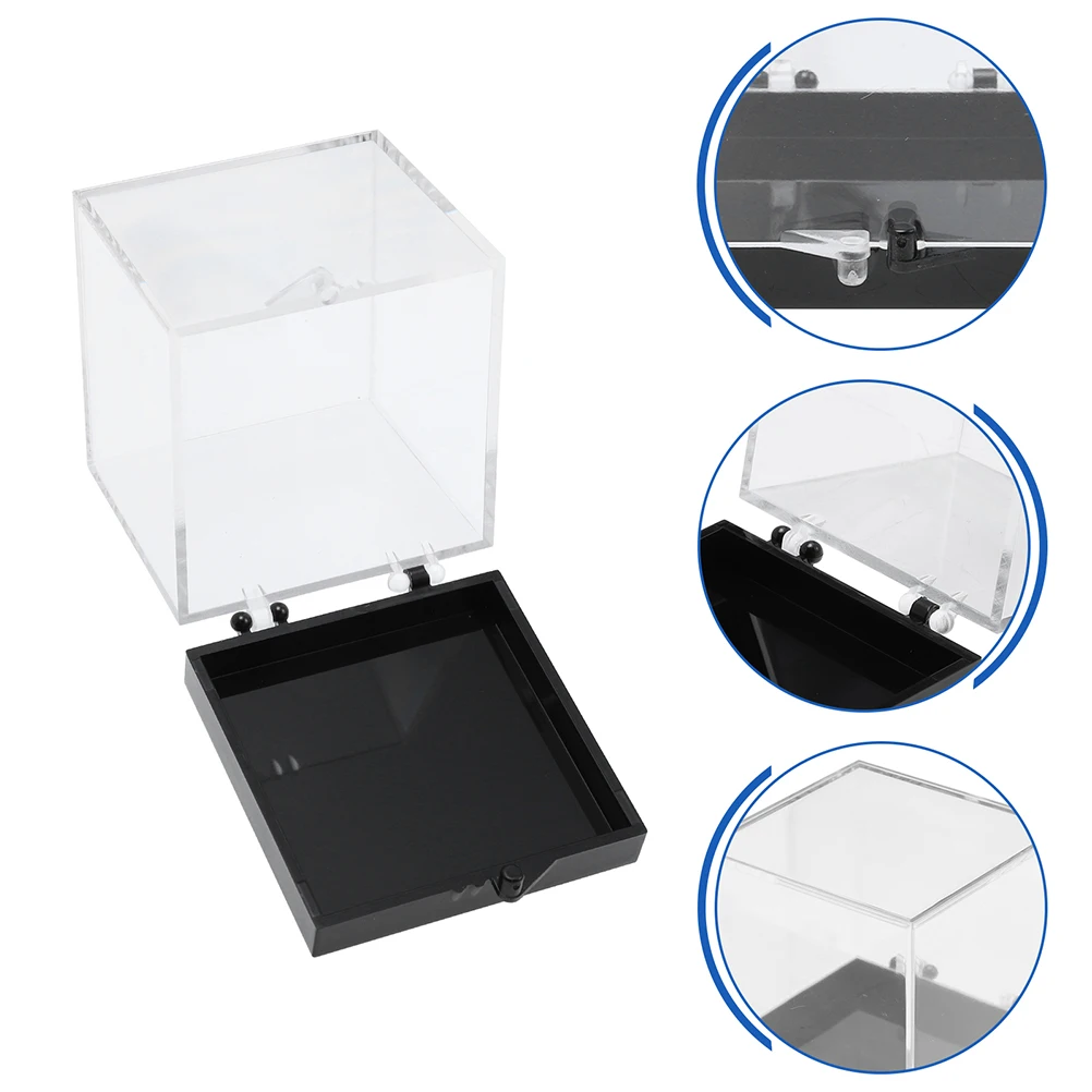 

4 Pcs Mineral Specimen Boxes Clear Acrylic Display Cases Square Containers Plastic Storage Jewelry ganizer C Transparent