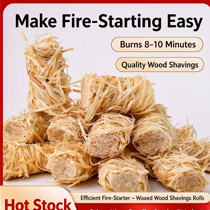 Waxed Wood Wool Fire Starter Quick Ignition Firelighter for BBQ Charcoal Home Farm Fire Starting