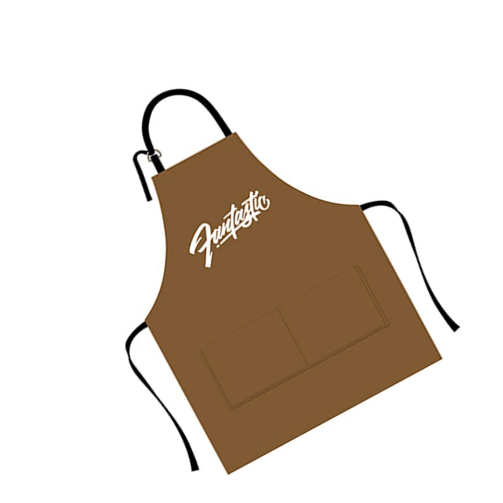 مريلة مطبخ مقاومة للماء ومضادة للزيت باللون البني الرائع بدون أكمام، تصميم للمطبخ برقبة معلقة، بسيط #6