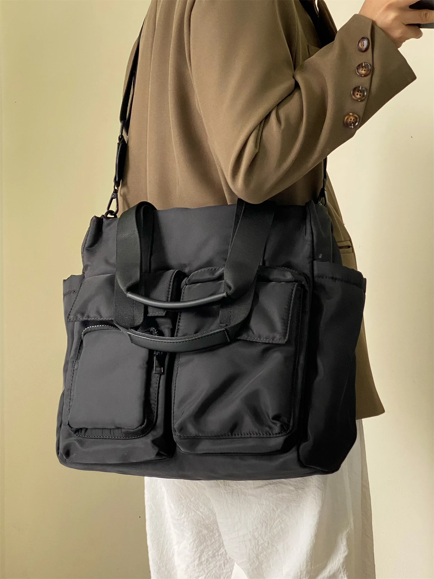 

Большая женская сумка-тоут Capaci, пригородная сумка на плечо, летняя модная сумка, шикарная корейская сумка Xi на молнии, ткань из бычьей ткани