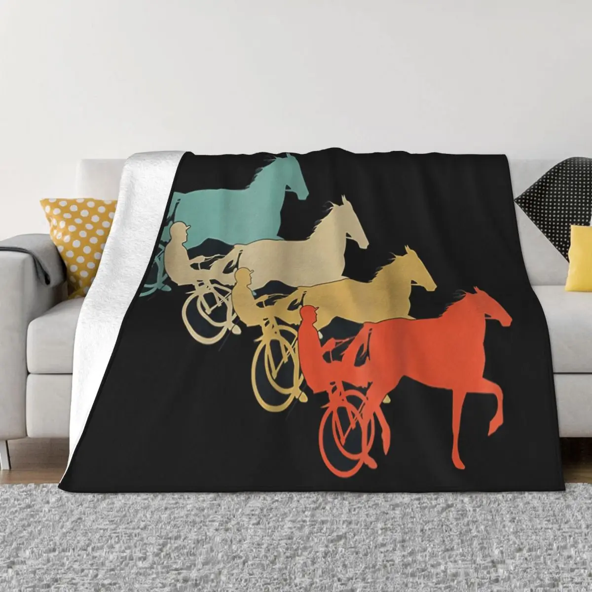 Vintage Retro Style Horses Harness Racing Equitation Vintage Men Gift Anime Kawaii Normal Pride Game Throw Blanket