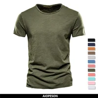 100% coton hommes T-shirt décontracté doux Fitness été mince T-shirts hommes vêtements de maison col rond à manches courtes solide T-shirt pour hommes 1