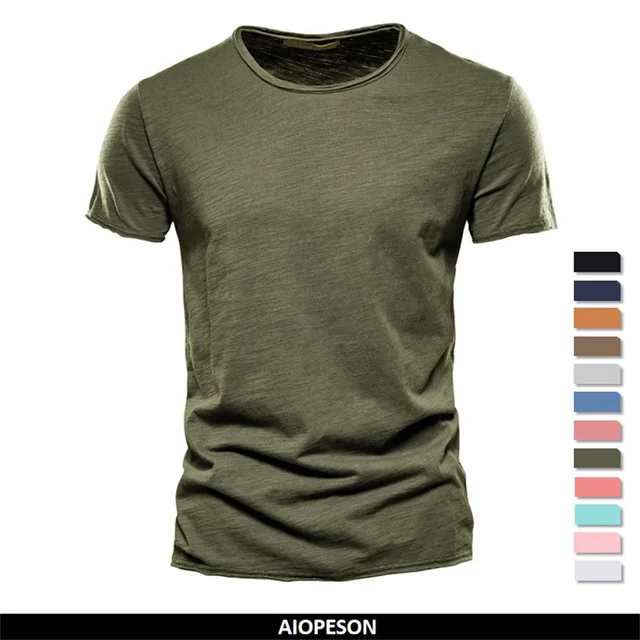 100% coton hommes T-shirt décontracté doux Fitness été mince T-shirts hommes vêtements de maison col rond à manches courtes solide T-shirt pour hommes 1