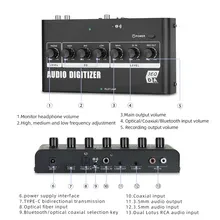 Digital to Analog Converter DAC Bluetooth AUX to RCA 3.5mm USB with Bass&Volume Control Fiber Coaxial USB input Analog Stereo