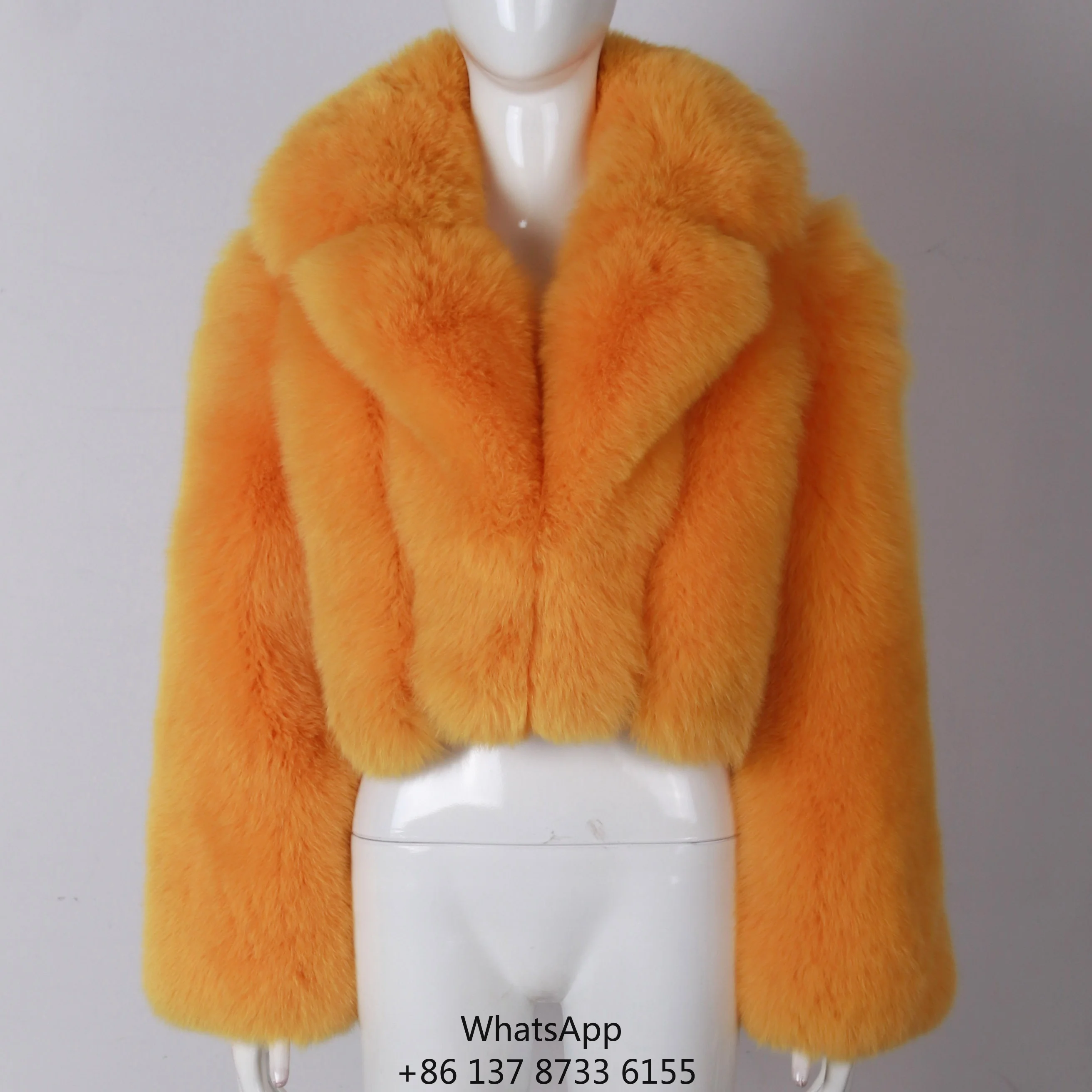 

Женская зимняя модная куртка из натурального меха лисы с отложным воротником, короткое меховое пальто