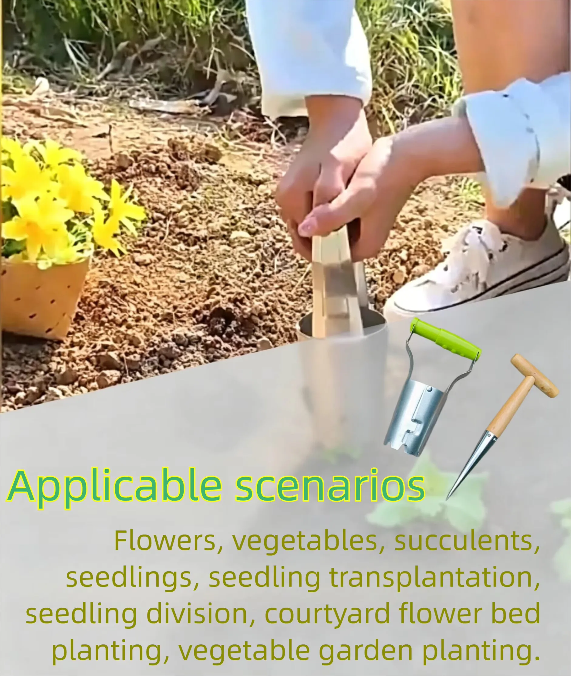 Multifunctional Seedling Transplanter Handheld Tube Type Gardening Farm Hole Punch Digger for Vegetable Flower Transplanting