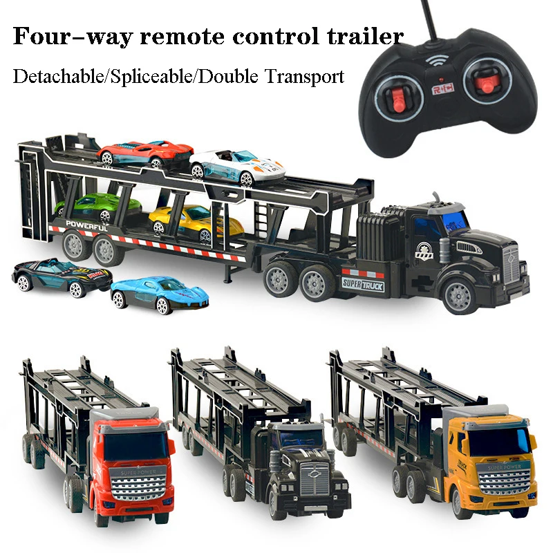 2.4G Radio Remote Control Alloy Double-decker Large Truck Tractor  4CH Charging RC Children\'s Construction Transport Vehicle Toy