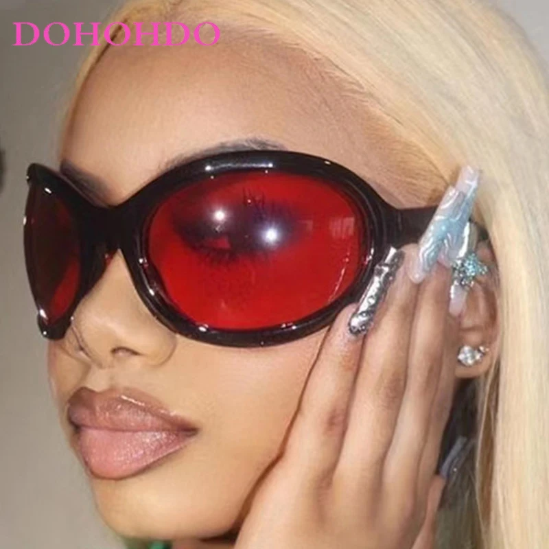 

Fashion Hip-hop Oversized Oval Women Men Sunglasses Vintage Personality Design Eyeglasses Street Photography Drive Shades UV400