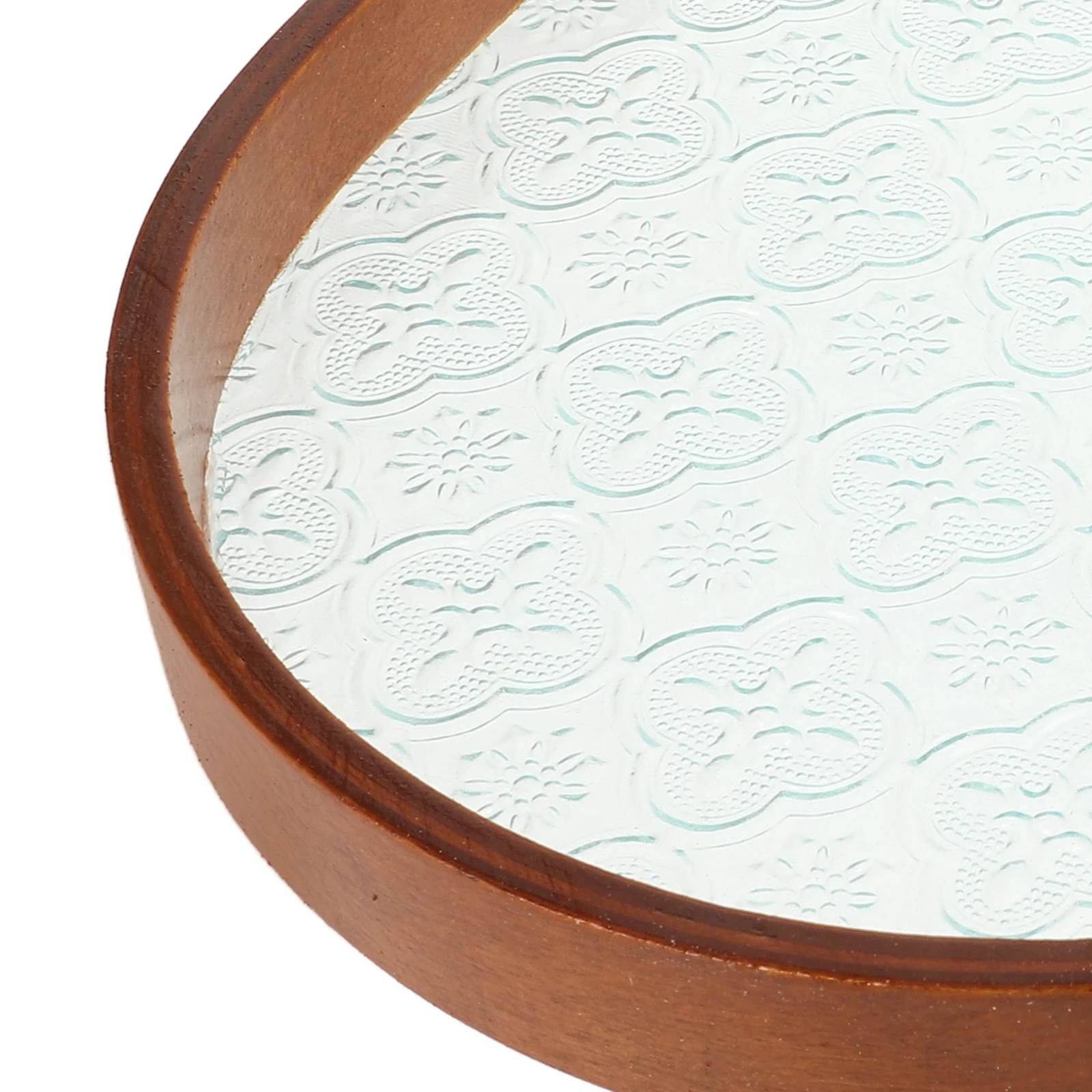 

Glass Serving Tray Rectangular Tea Fruit Platter Wood Edge Creative Reusable Chinese Style Countertop Decor Serving Tray