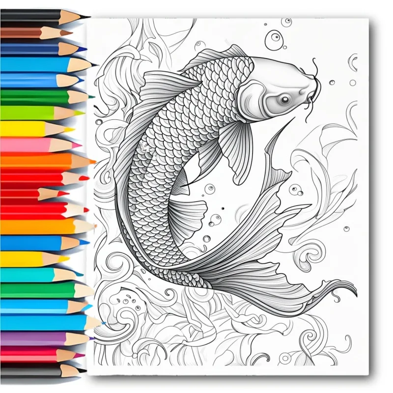 Cross-border new best-selling a4 koi coloring book spiral coil coloring book adult graffiti coloring