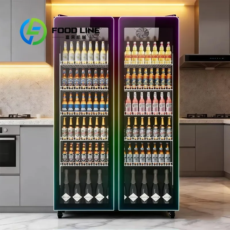 Slim Drink Display Refrigerator, Narrow Body Design, Space‑Saving, Perfect For Small Shop And Office Pantry Beverage Storage
