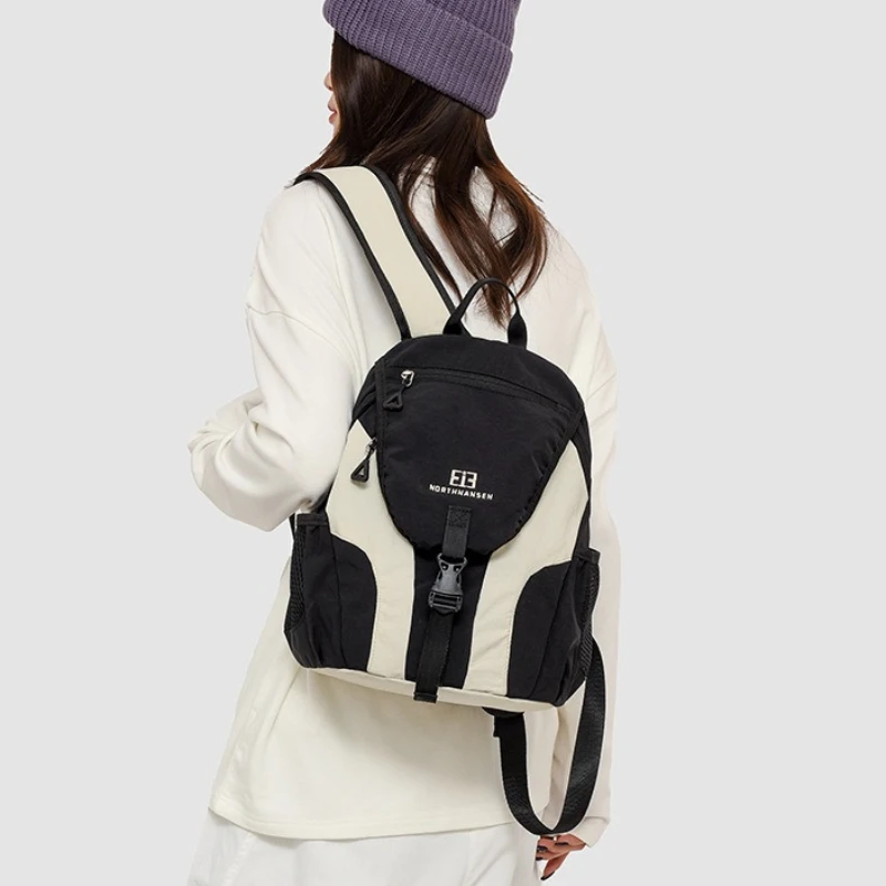 Casual Color Block Backpack with Mesh Side Pockets, Durable Lightweight Daypack for Hiking, Camping Everyday Use Women Men