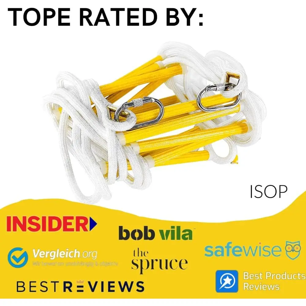 Compact Flame-Resistant 2-Story Safety Ladder, 16ft, 2000 lb Capacity, with Stabilizers