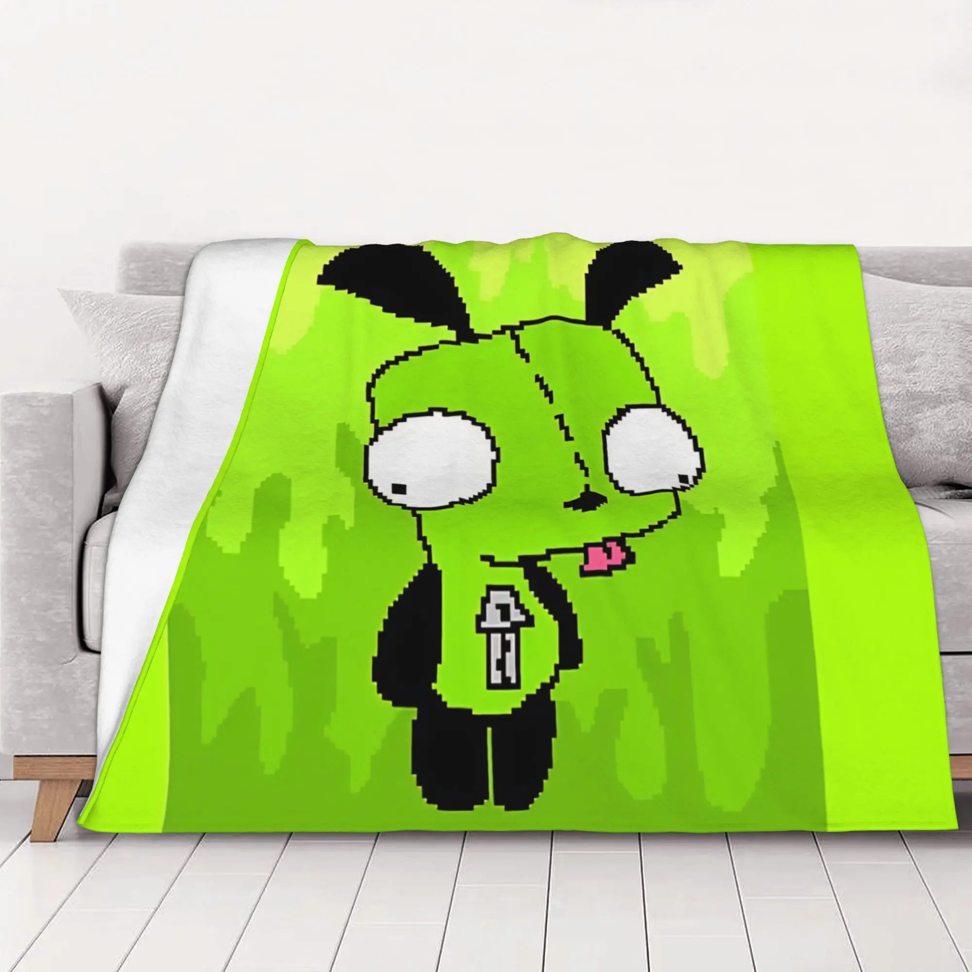 1PC retro edgy Invader Zim Home Room Decorations Winter Blankets For Adults Bedding Home Interior Sofa Knee