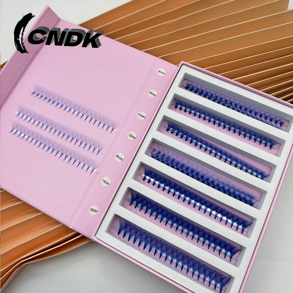 1000fans Colored Premade Volume Lash Fans 6D C D PINK PURPLE BLUE BROWN premium Korean PBT Sharp Pointy Stem Premade Lashes