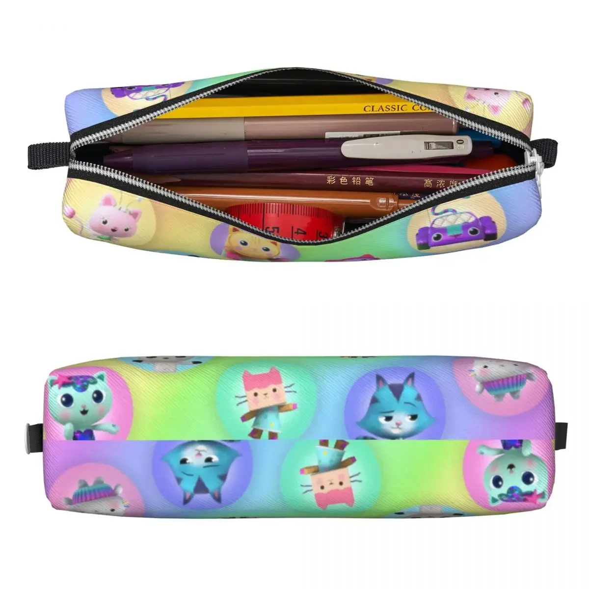 Cute Kawaii Gabby Dollhouse Pencil Case Cartoon  Box Pen for Student Big Capacity Bag School Supplies Zipper Stationery