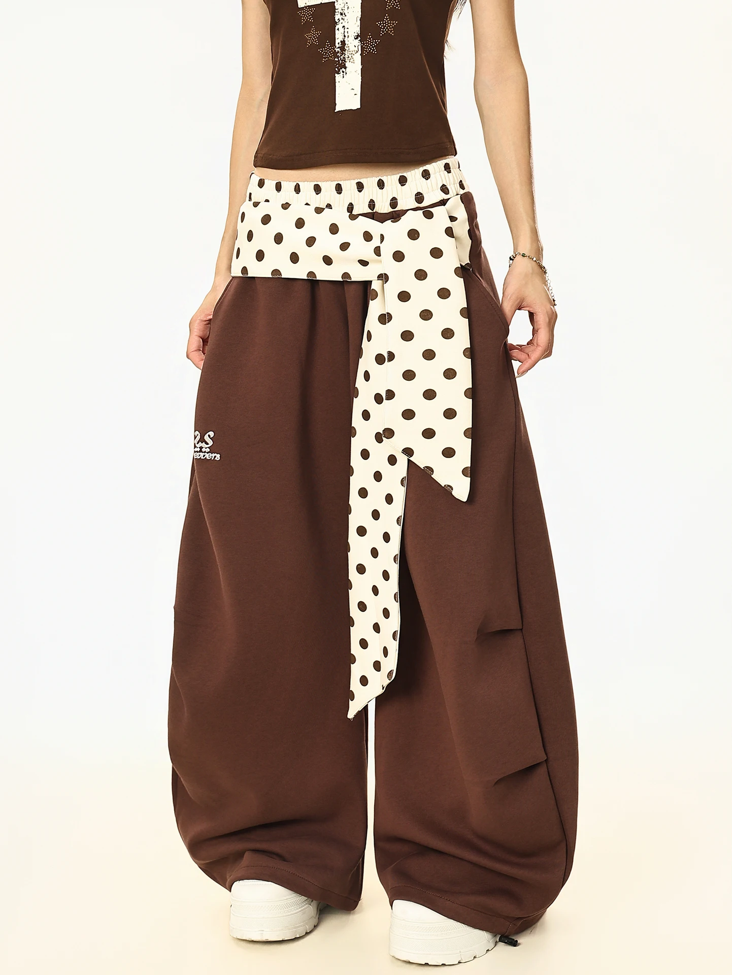 

Женские летние свободные брюки BOEAX в американском стиле с цветными блоками и принтом в горошек, новые, для джазовых танцев