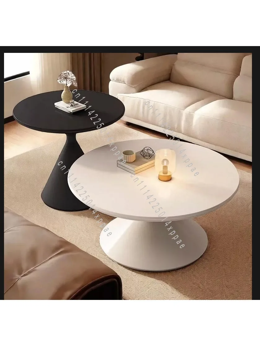 Small Apartment, Modern, Minimalist, High-end, Circular Coffee Table Cream Style Coffee Table for Home, Minimalist Living Room