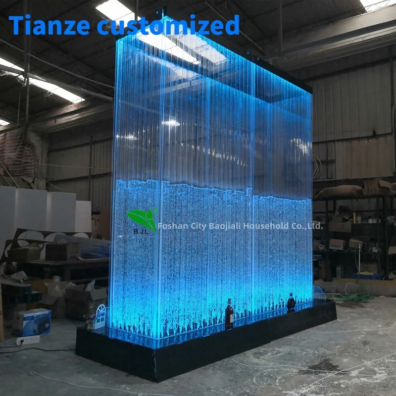 (customized)project hotel indoor decoration LED glowing four sided acrylic waterfall wall water bubble wall