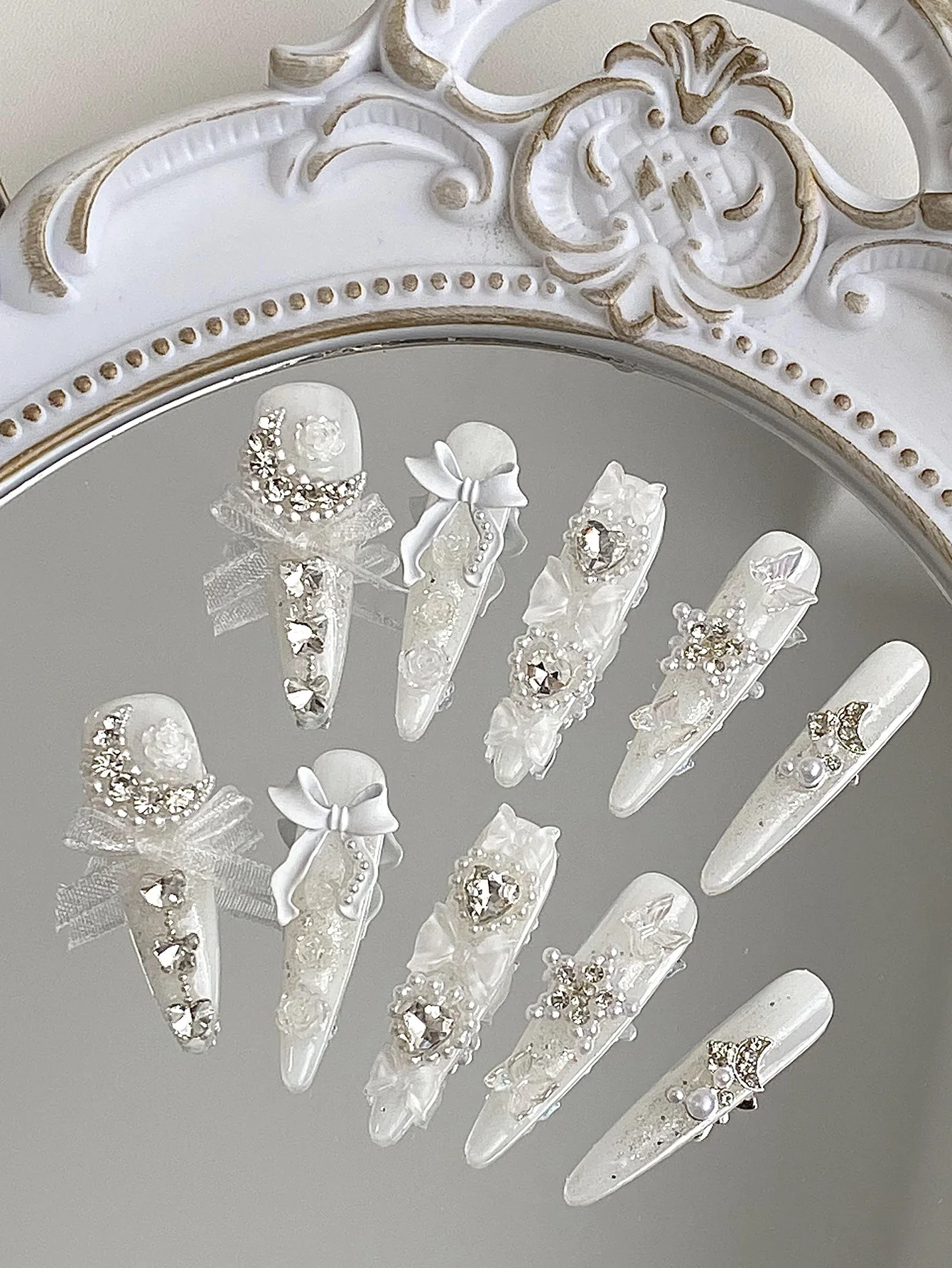 Elegant Sparkly Fake Nails, Wh - Nail Art Press On review and price