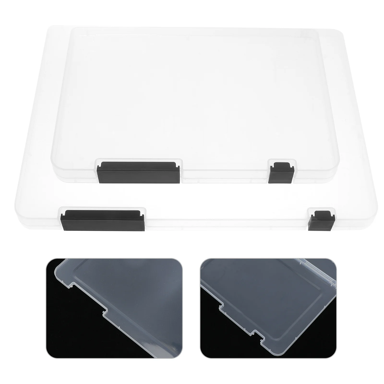 قطعتان من صناديق الملفات المحمولة لتخزين المستندات الشفافة مع أغطية منظم حفظ الملفات المكتبية للمستندات المهمة