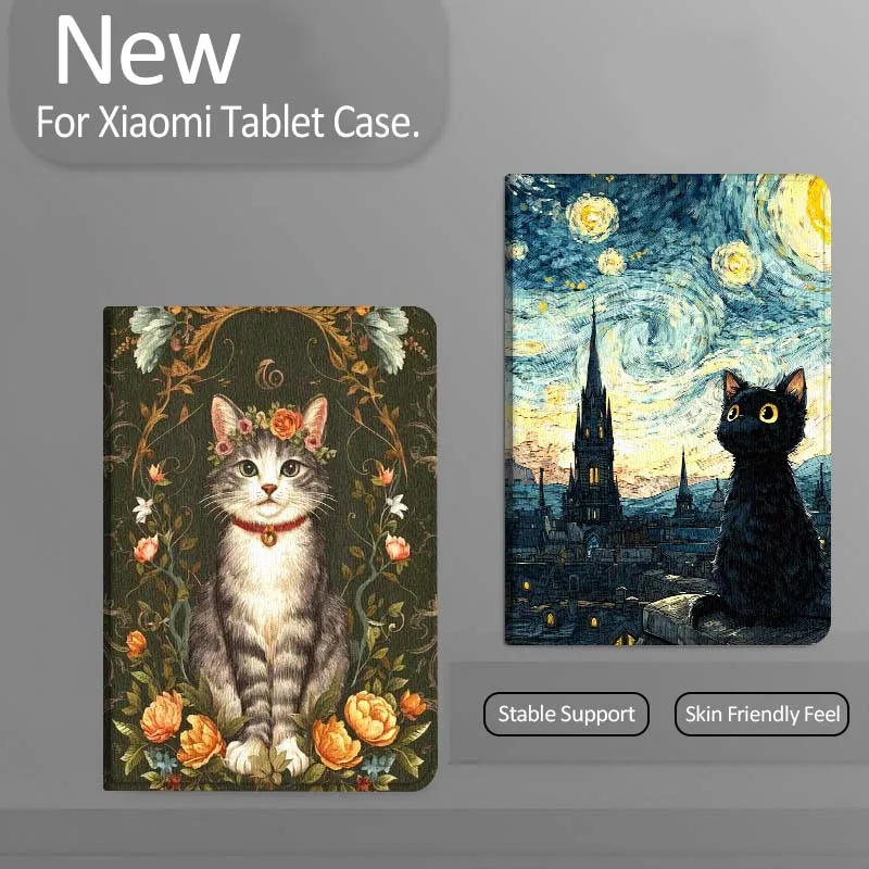 

Vintage Cat Art Cute For Xiaomi Redmi Mi Pad 4 5 6 7 8 K SE Mini Pro Plus Max 10.1 11.2 inch Tablet Case Cover
