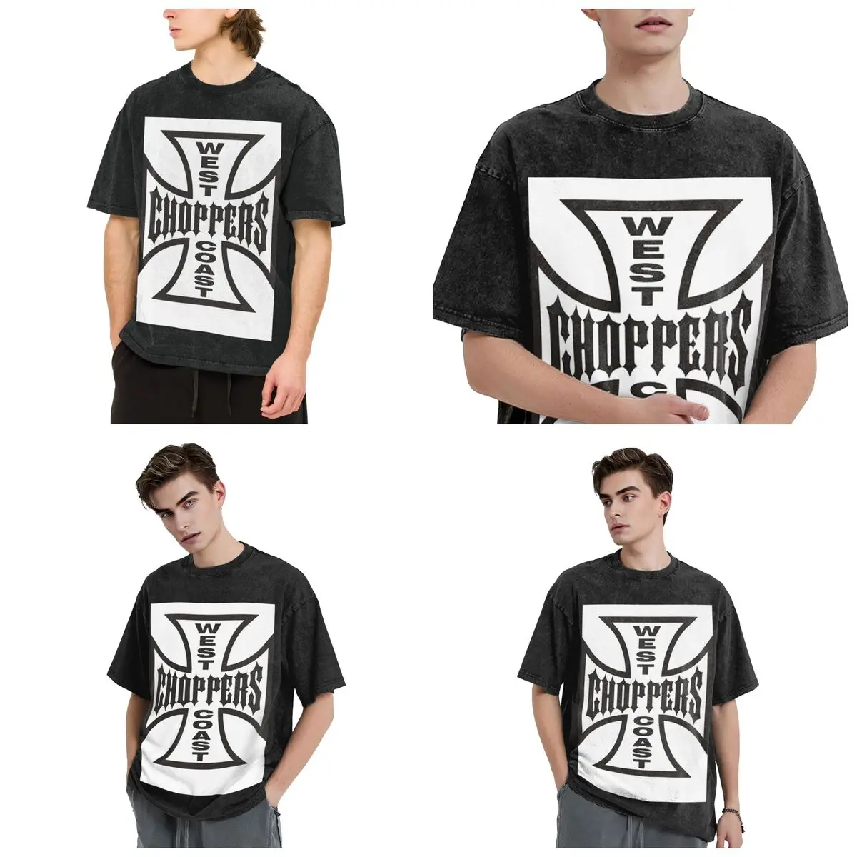 The West CHoPPerS CoaSt Motorcycles Factory Merch Hip Hop Short Sleeve T-Shirts Washed Tops Tees Streetwear T Shirt Oversized