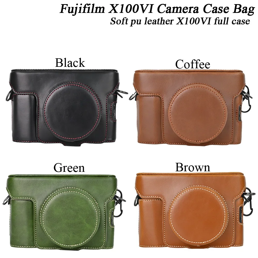 

Retro Luxury Camera Case for Fujifilm X100VI - PU Leather Mini Bag with Strap, Vintage Protective Cover