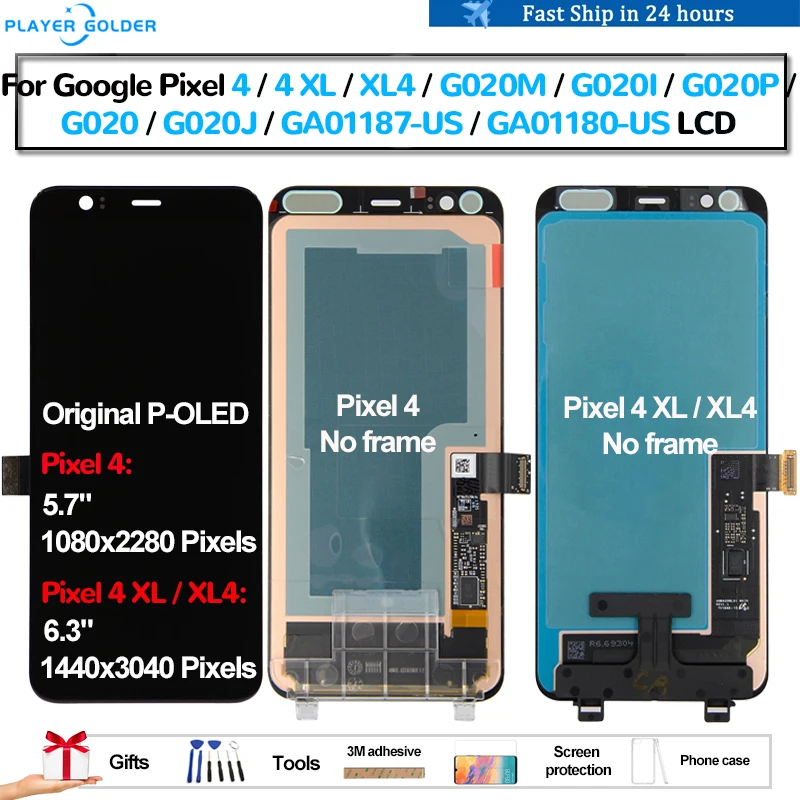 

Original P-OLED For Google Pixel 4 4 XL XL4 G020M G020I G020P G020 Pantalla lcd Display Touch Panel Screen Digitizer Assembly