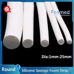 1-5M Silicone Rubber Sponge Strip Round White Foamed Backer Rod Seal Strips VMQ Foaming Cord Dia1-25mm