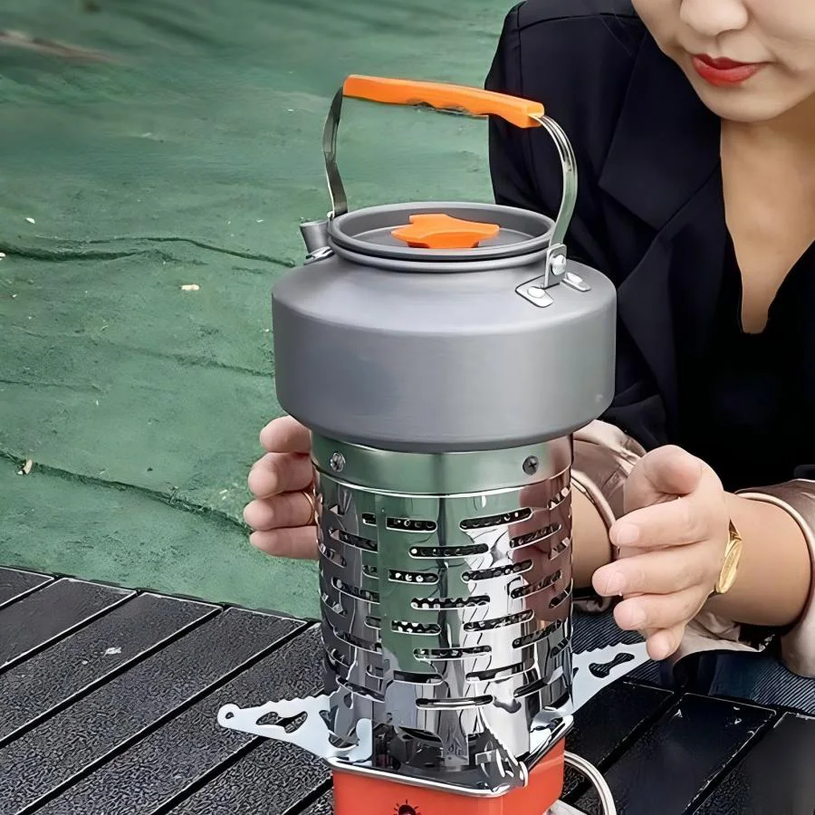 Capa de aquecimento de fogão mini lâmpada aquecedora para caminhadas, barraca de fogão aquecedor de aço inoxidável com alça aquecimento portátil ao ar livre