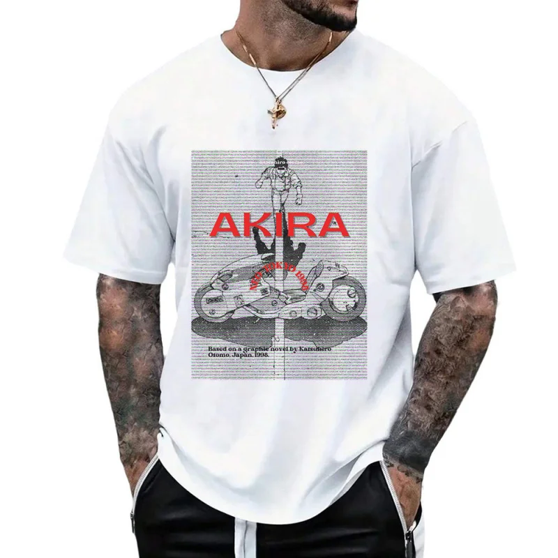 

typography Akira Anime T Shirt Cyberpunk Manga City explosion Graphic clothes cyber mecha Neo-Tokyo Streetwear All size tops