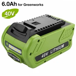 40V 6000mAh Li-ion Battery for 29462 GreenWorks G40LM45 G40LT G40AB 29302 29462 29472 296621 DIY Cordless Power Tool Battery