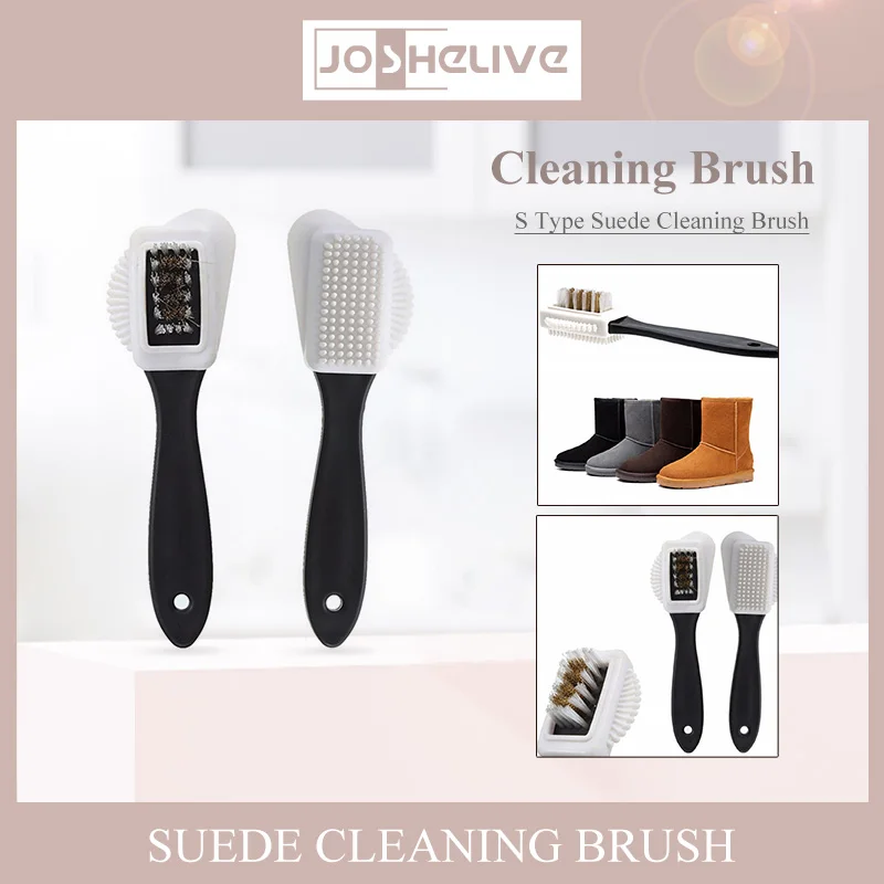 3 Side Of Cleaning Brushes For Suede Leather Nubuck Three Side Cleaning Shoe Brush High Quality Black S Shape Boot Shoes Brush