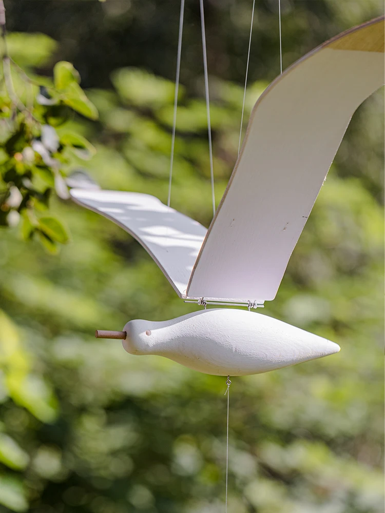 Room Decoration Wall Hanging Decor Flying Seagulls Hanging Ornaments in The Air Artistic and Creative Wooden Flying Birds