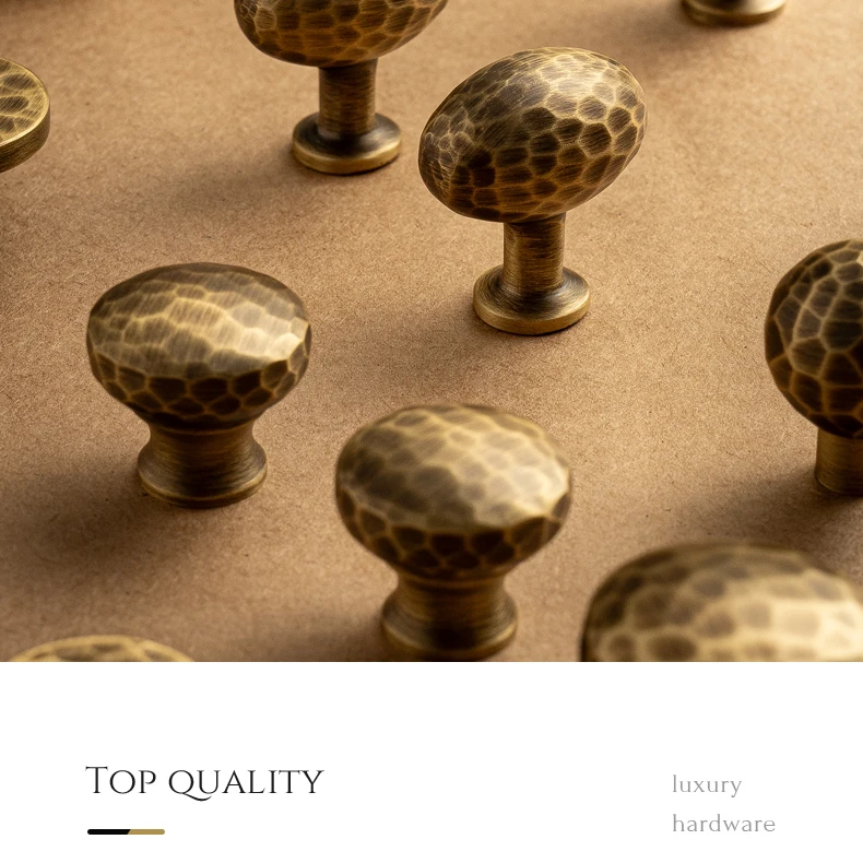 Hammered brass cabinet knob in antique brushed finish — product image 4