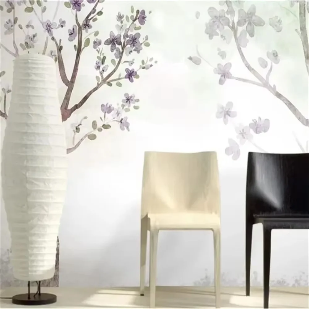خلفية مخصصة ثلاثية الأبعاد صورة جدارية كبيرة عادي ماغنوليا الصينية رسمت باليد الطيور تلفزيون حائط الخلفية اللوحة خلفيات ديكور المنزل