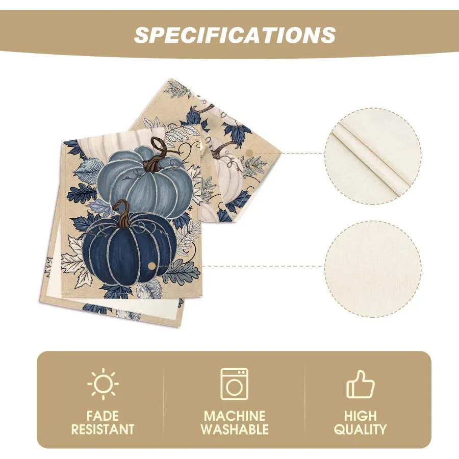 الأزرق والأبيض الخزف اليقطين الحبر 210 GSM الخريف الجدول عداء الموسمية الخريف المطبخ طاولة طعام الديكور للمنزل الطرف #5