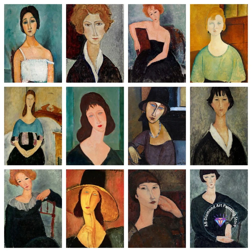 

Classical Amedeo Modigliani AB Diamond Painting Kit Square Round Diamond 5D DIY Mosaic Handmade Art Exquisite Gift Home Decor
