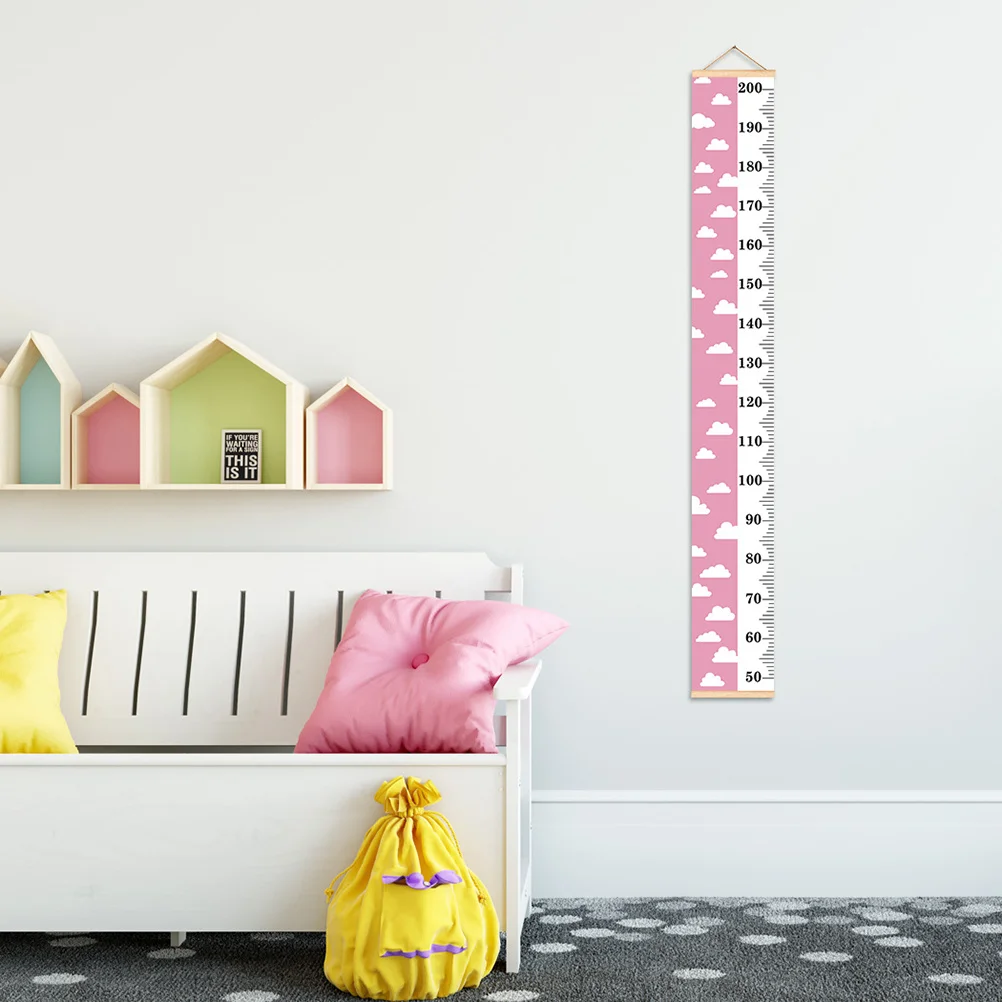 

Baby Growth Chart Height Chart Canvas Wall Ruler Wood Hanger 150cm for Nursery Bedroom Kids Room Decor Waterproof Rollable