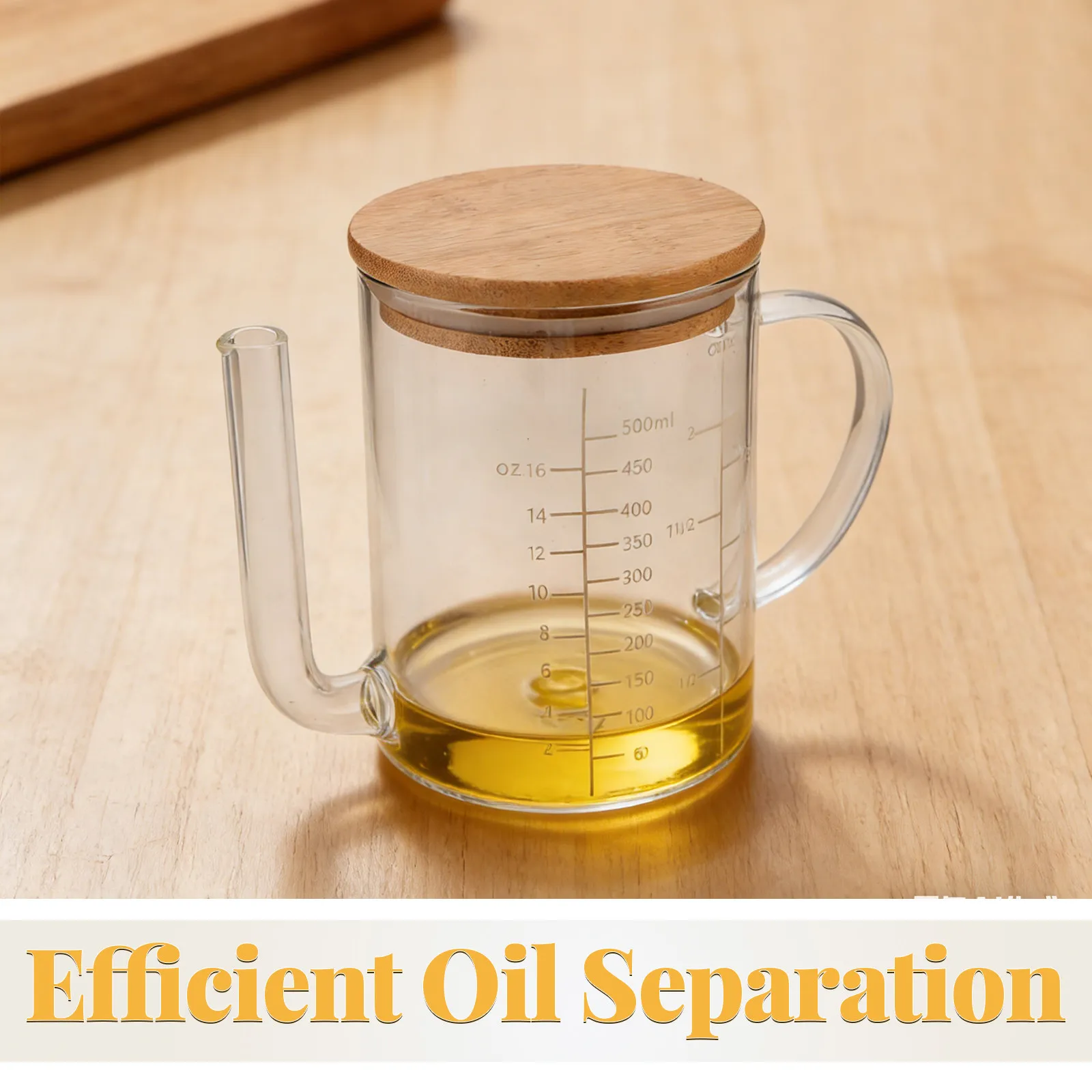 

Glass Oil Filter Pot Glass Fat Separator Jug Oil Grease Measuring Cup with Measurement Scale for Cooking Kitchen Meat Juice