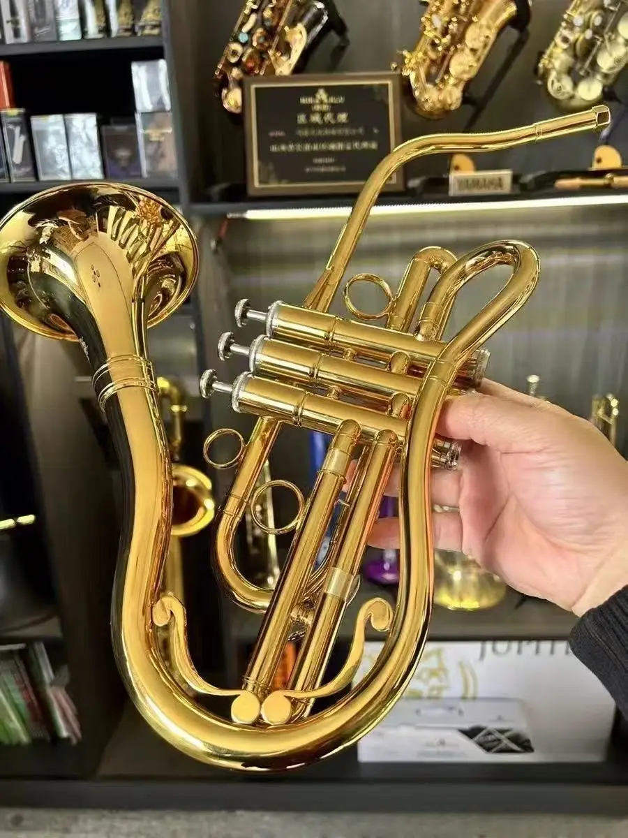 New Arrival Trumpet Instruments B♭ Key Bent Trumpet Pipe Trumpet Saxophone-Type Trumpet Instruments Professional Grade