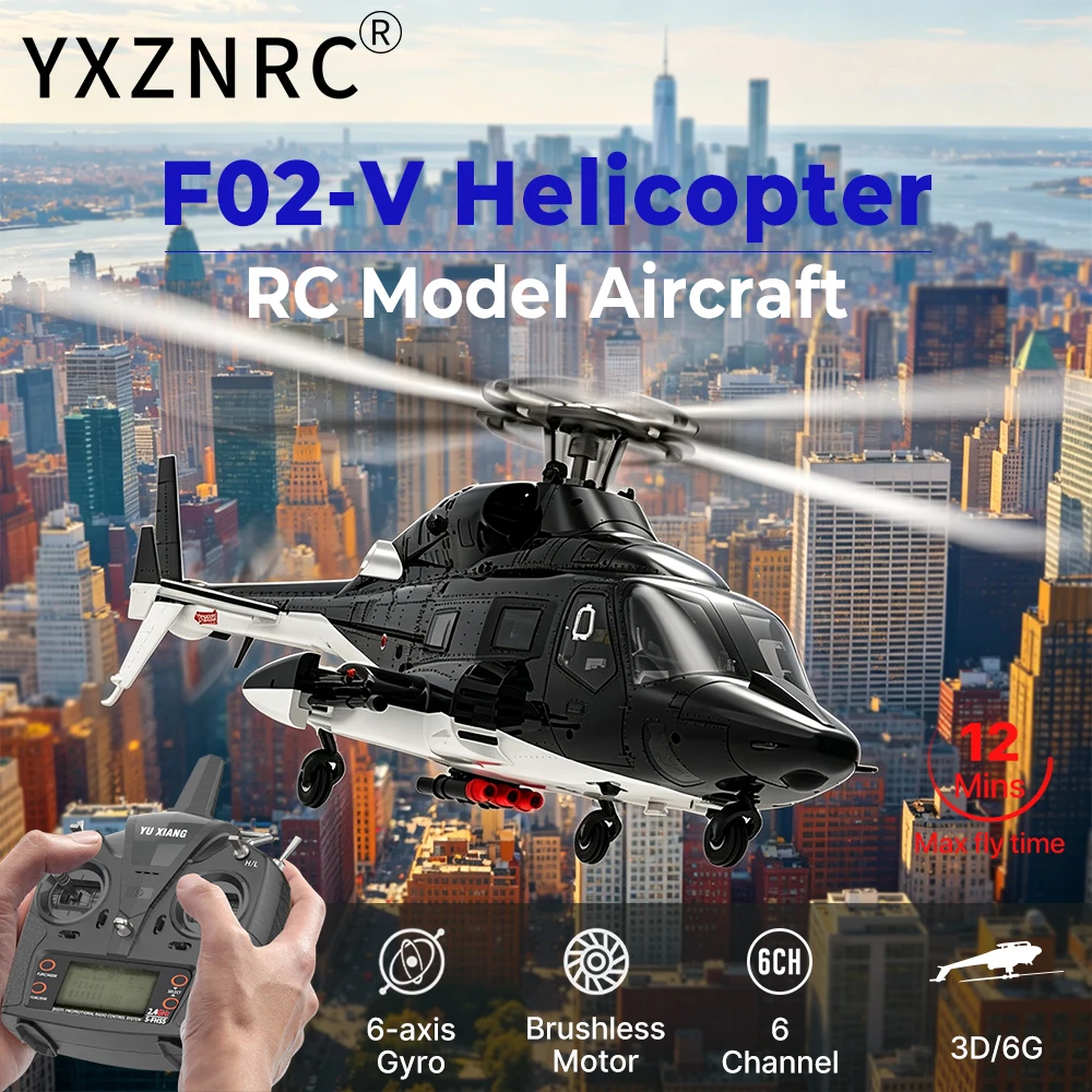 

YUXIANG RC Helicopte F02-V 3D Flight Plane 6CH Dual Brushless Motor 6-Axis Gyro 1/34 Scale Airwolf Remote Control Helicopter