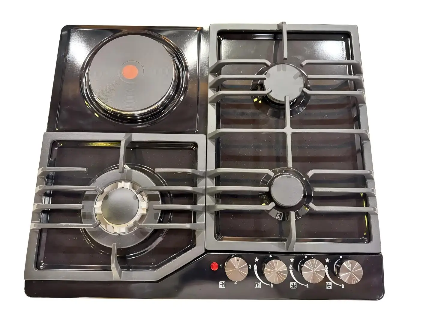 Built-in Natural Electric Gas Cooktop 4 Burners Electronic Ignition Stainless Steel Surface Flameout Protection Household