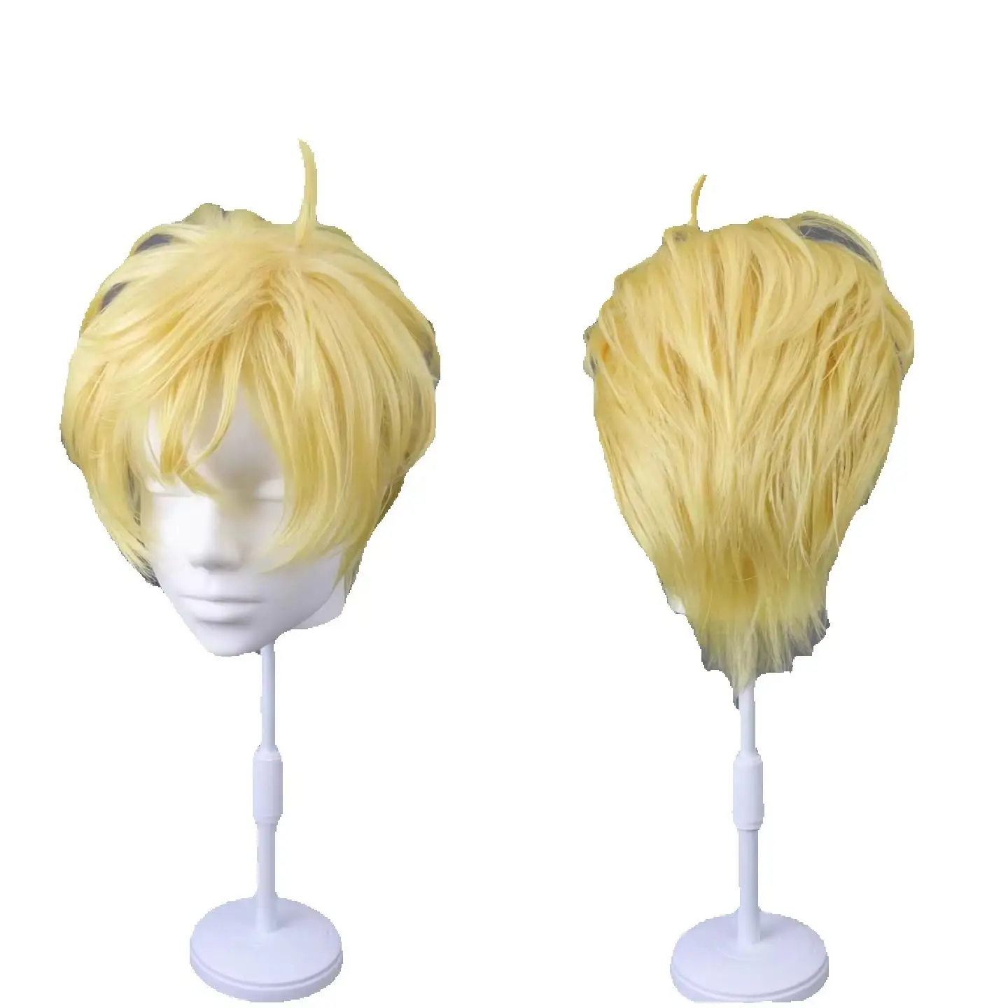 Blonde Short Layered Cosplay Wig with Side Part Tuft Heat Resistant for Medieval Knight Legend Costume