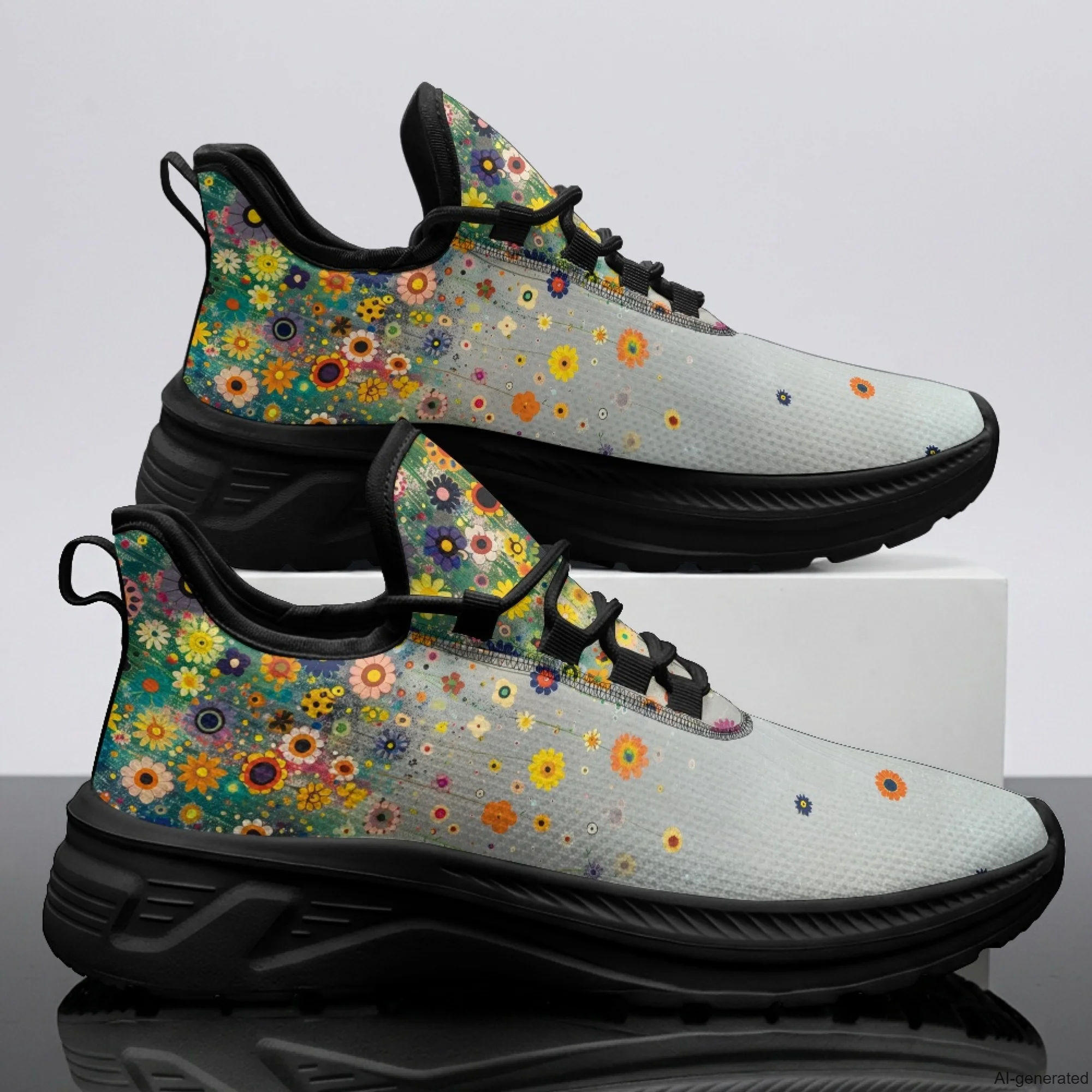XIXIRIMIDO Womens Walking Shoes Oil Painting Print Football Sneakers Mens Gym Sports Casual Fashion Shoes Trainers Shoes 35-48