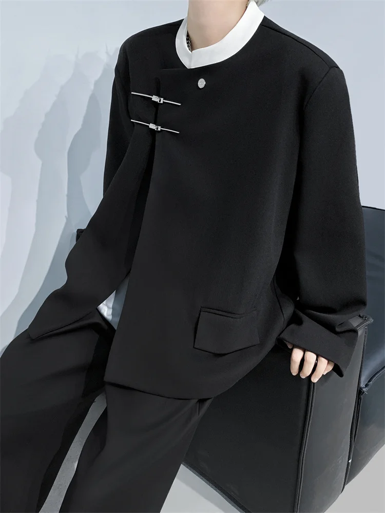 

Новый китайский мужской повседневный костюм Jaet Faionable Metal Bule Design High-End Sensation Trendy Brand Leisure Small West...