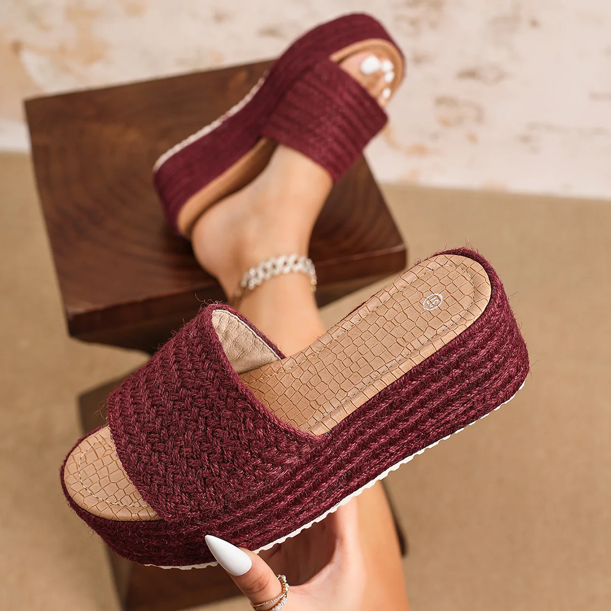 Sandalias bohemias con suela de cuerda LIHUAMAO, sandalias de cuña, alpargatas, zapatos de mujer, zapatos de tacón alto, sandalias de plataforma, sandalias de playa.