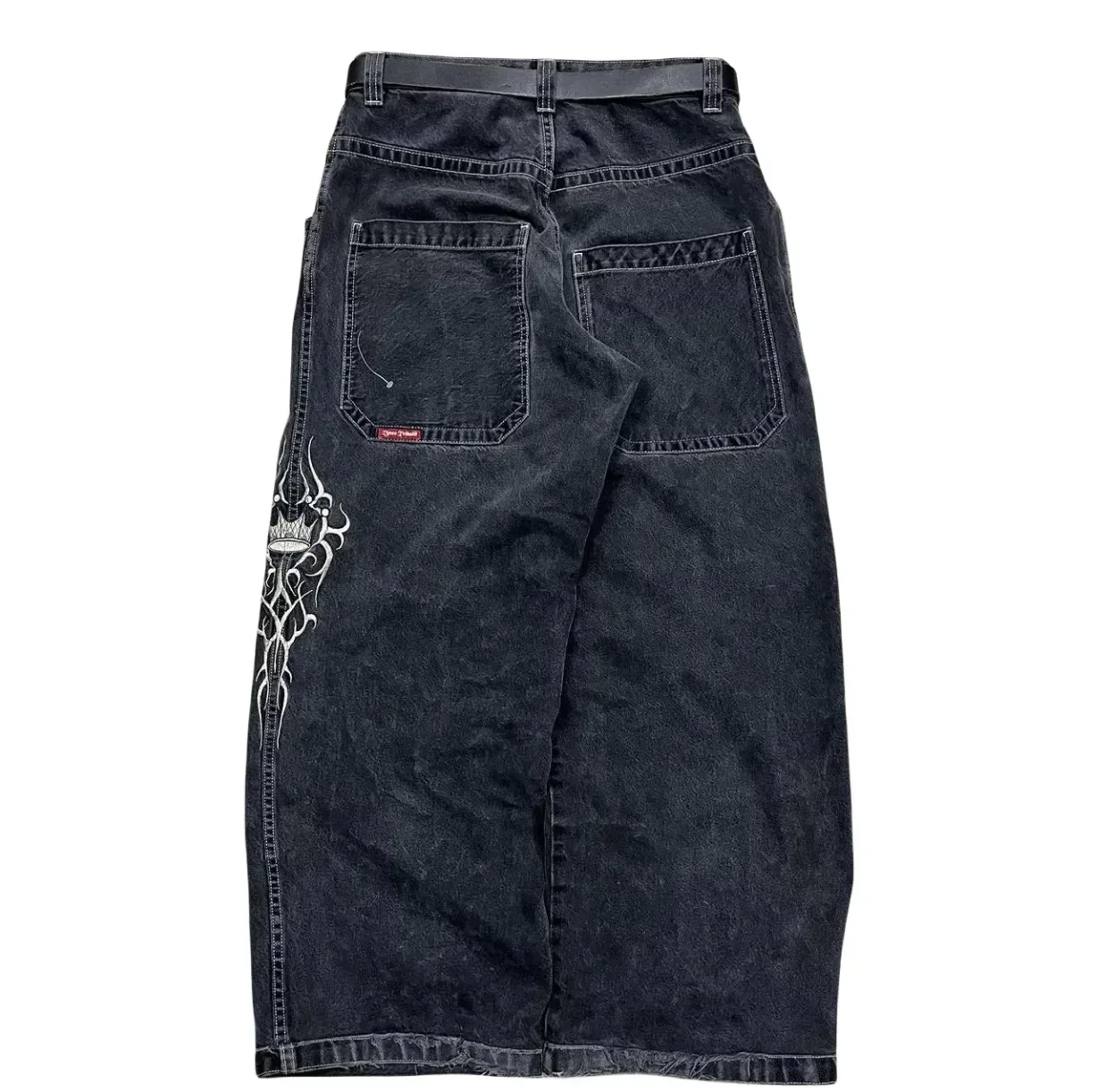 JNCO-pantalones vaqueros holgados para hombre, Jeans Harajuku Retro, Hip Hop, bordado de Calavera, ropa de calle gótica de los 90