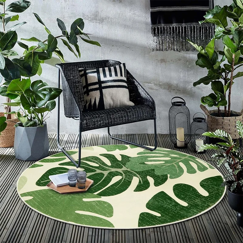 Round Living Room Bedroom Area Rugs Machine Washable Non-slip Indoor Outdoor Patio Mats Soft Comfortable Plush Foldable Carpet